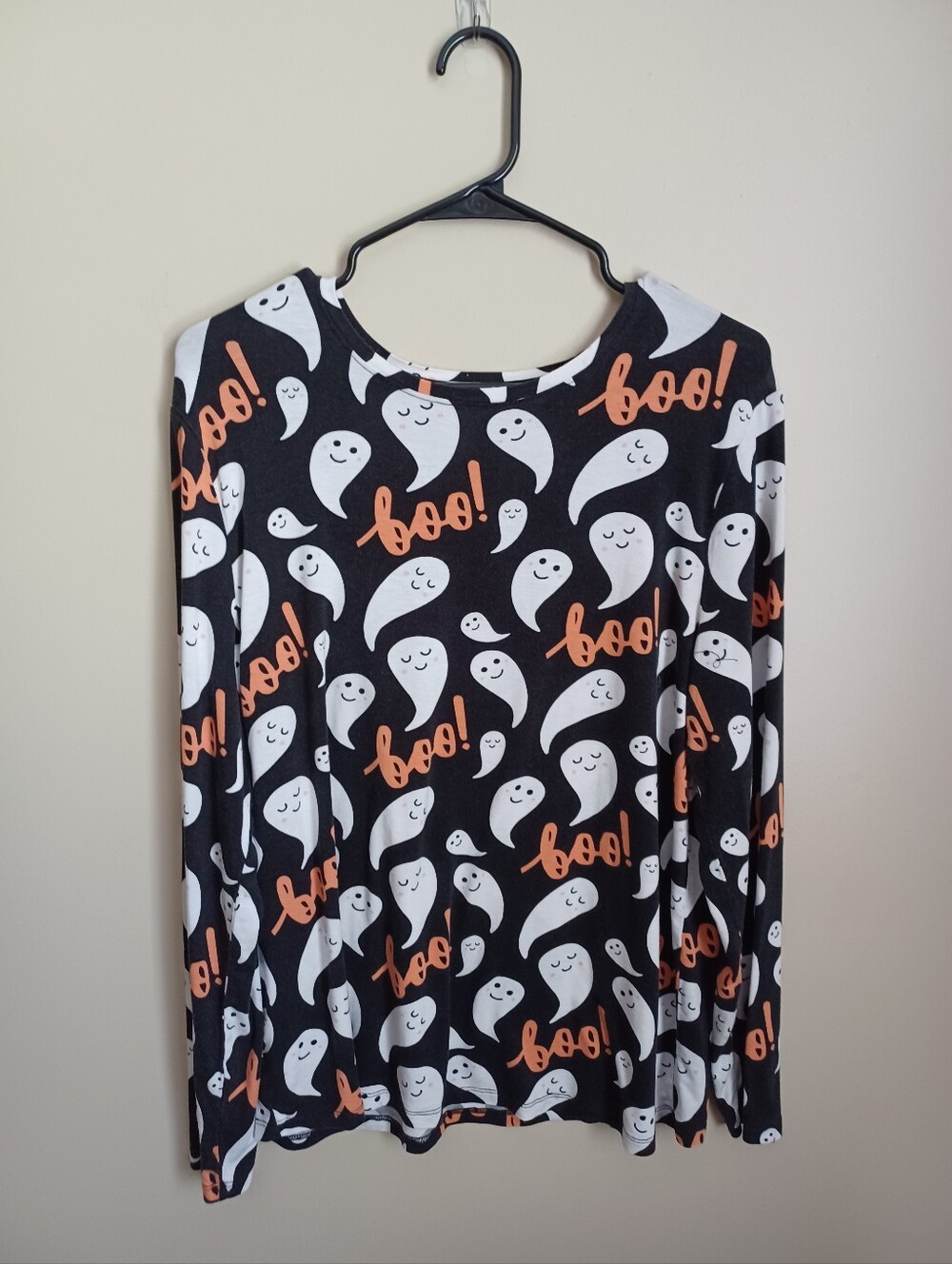 Women's Size XL Hybrid Halloween Ghost Boo Spooky Long‎ Sleeve Shirt Holiday